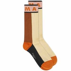 NEW MARNI men's logo socks in dust apricot